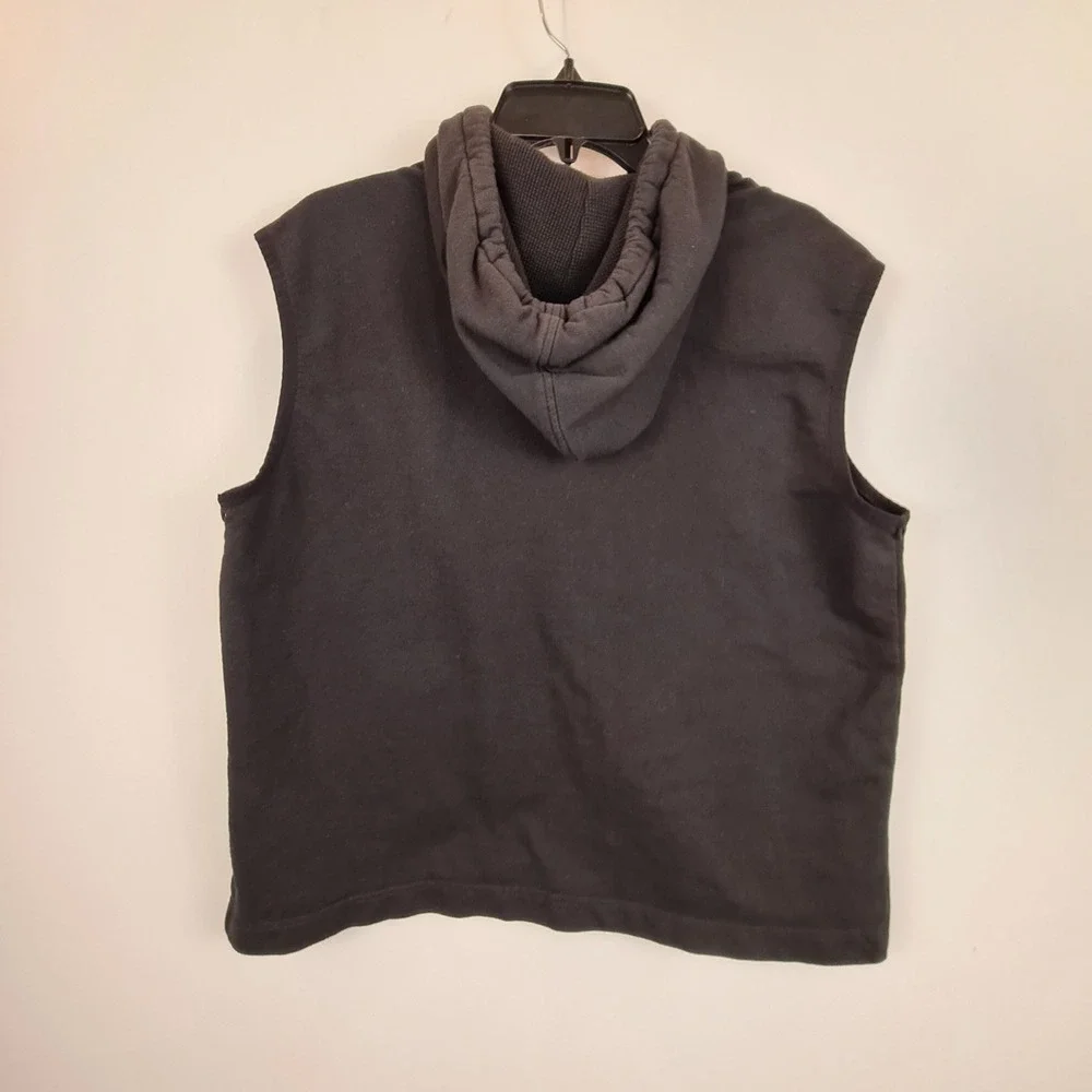 Harley Davidson‎ Womens Black Sleeveless Full Zip Hoodie Vest Size Medium Logo